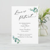 Carte de mariage reporté Eucalyptus : L'amour est (Debout devant)