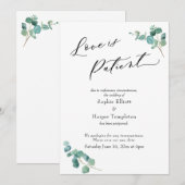 Carte de mariage reporté Eucalyptus : L'amour est (Devant / Derrière)