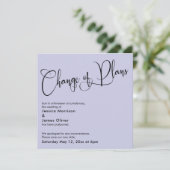 Carte de mariage reporté Lavande Changement de pla (Debout devant)