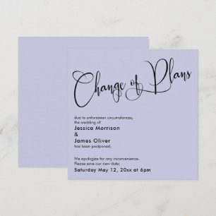 Carte de mariage reporté Lavande Changement de pla