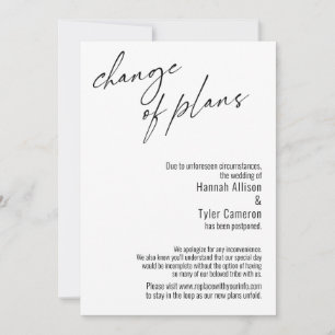 Carte de mariage reporté pour changement de plans