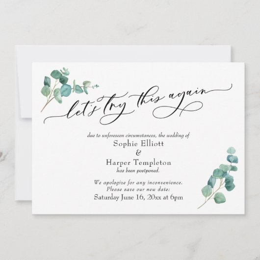 Carte de Mariage Reporté Réessayons (Devant)