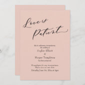 Carte de mariage reporté rose pâle avec 'L'amour e (Devant / Derrière)