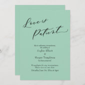 Carte de mariage reporté vert clair "L'amour est p (Devant / Derrière)