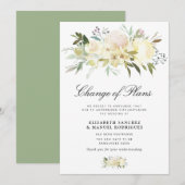 carte de mariage reportée à motif floral ivoire (Devant / Derrière)