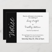 Carte de Mariage reportée Black White Block "Notic (Devant / Derrière)