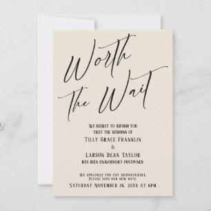 Carte de mariage reportée Cream Worth the Wait