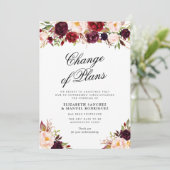 carte de mariage reportée florale bordeaux (Debout devant)
