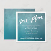 Carte de Mariage reportée turquoise Ombre Nouveau  (Devant / Derrière)