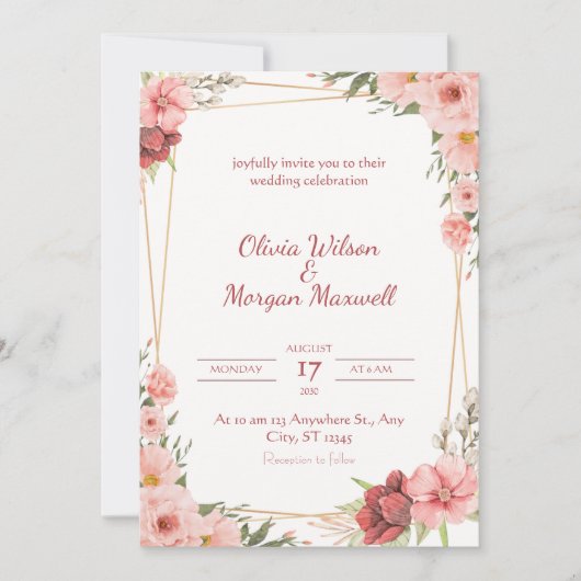 Carte de mariage Rose Blanche (Devant)