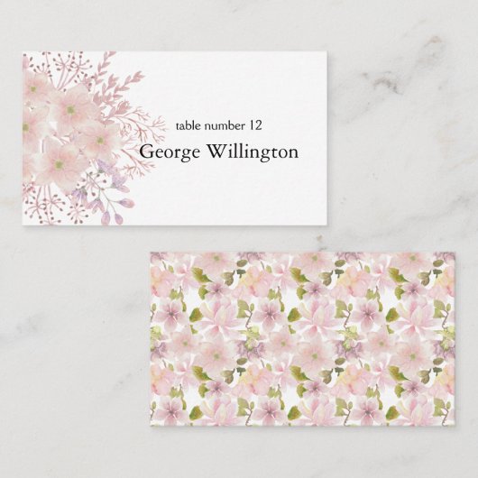 Carte de Mariage Rose Blush Magnolia Floral (Devant / Derrière)