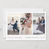 Carte de Mariage rose Gold Multi Photo Merci (Devant)