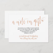 Carte de mariage Rose Gold pour cadeaux (Devant / Derrière)