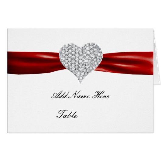 Carte de Mariage rouge Diamond Heart (Devant Horizontal)