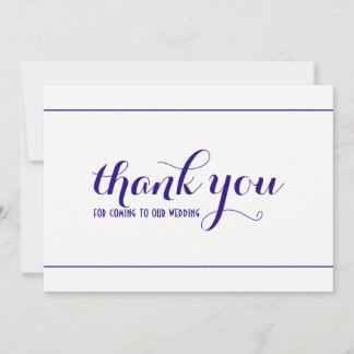 Carte de Mariage Royal Blue Simple & Elegant Merci