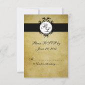 Carte de mariage RSCP monogramme vintage damassé c (Dos)