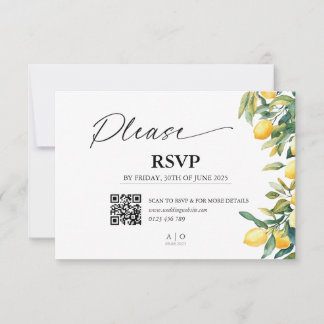 Carte de mariage RSVP avec code QR - Citrons, Ital