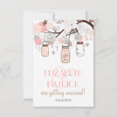 Carte de mariage RSVP avec pots Mason roses et ois (Dos)