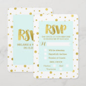 Carte de mariage RSVP Confetti Or Bleu Ciel (Devant / Derrière)