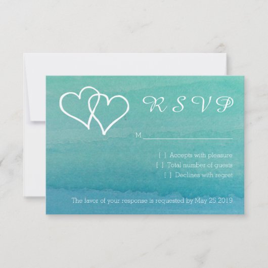 Carte de mariage RSVP couleur bleu turquoise (Devant)