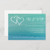 Carte de mariage RSVP couleur bleu turquoise (Devant / Derrière)