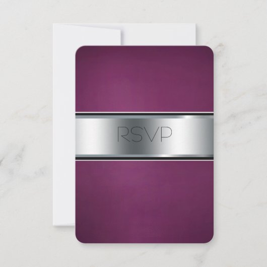 Carte de mariage RSVP, Elegant Bourgogne et Argent (Devant)