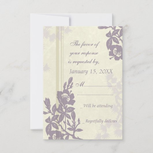Carte de Mariage RSVP Floral Violet (Devant)