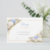 Carte de mariage RSVP florale bleue (Debout devant)
