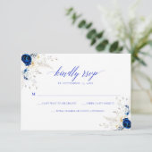 Carte de mariage RSVP Horizon bleu moderne (Debout devant)