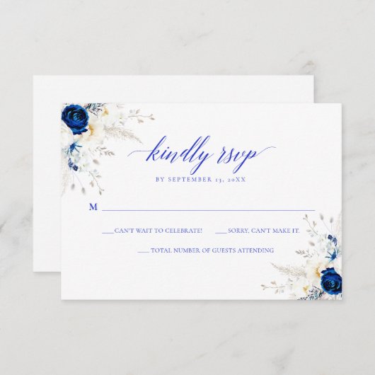 Carte de mariage RSVP Horizon bleu moderne (Devant / Derrière)