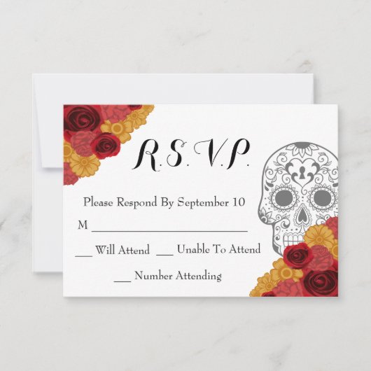 Carte de Mariage RSVP pour le Jour des Morts Dia L (Devant)