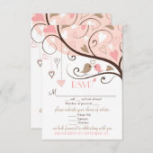 Carte de Mariage RSVP RSVP rose et Brown (Devant / Derrière)