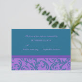 Carte de Mariage RSVP turquoise et violet (Debout devant)