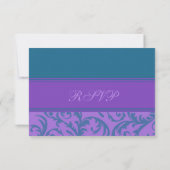 Carte de Mariage RSVP turquoise et violet (Dos)