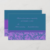 Carte de Mariage RSVP turquoise et violet (Devant / Derrière)