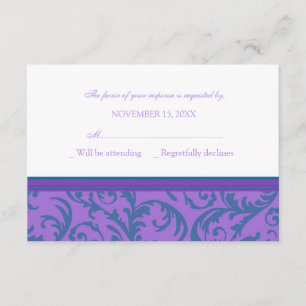 Carte de Mariage RSVP turquoise et violet