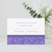 Carte de Mariage RSVP turquoise et violet (Debout devant)