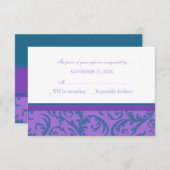 Carte de Mariage RSVP turquoise et violet (Devant / Derrière)