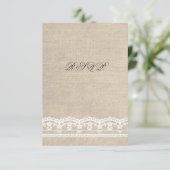 Carte de Mariage RSVP Vintage blanc dentelle et bu (Debout devant)