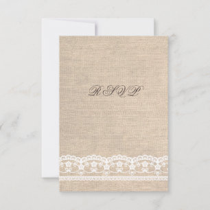 Carte de Mariage RSVP Vintage blanc dentelle et bu