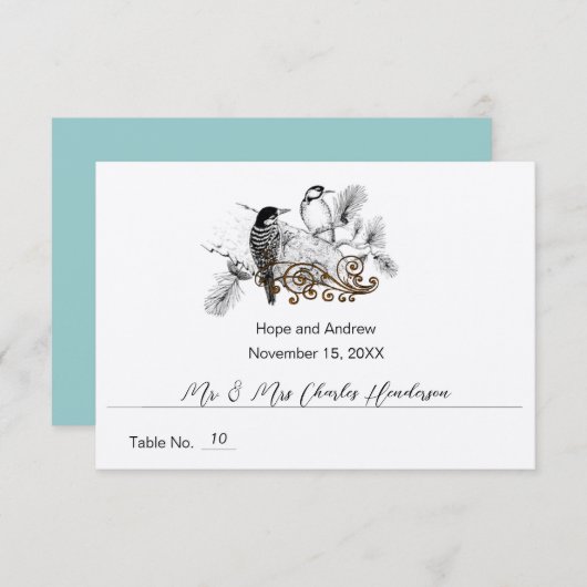 Carte de Mariage Rustic Woodpecker Inséparables (Devant / Derrière)
