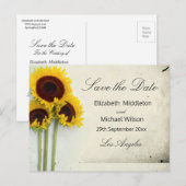 Carte de mariage rustique au tournesol Save the Da (Devant / Derrière)