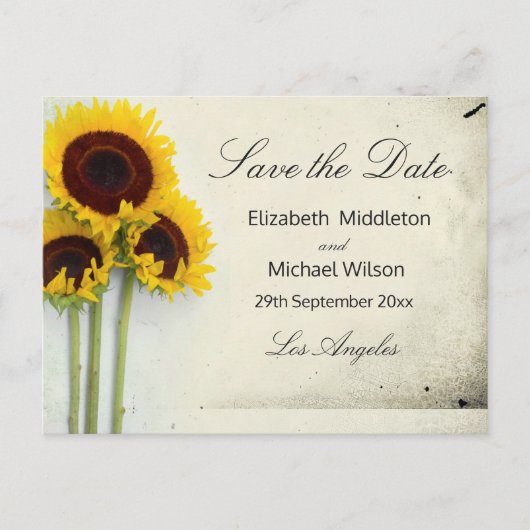 Carte de mariage rustique avec soleil Save the Dat (Devant)