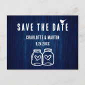 Carte de mariage rustique bleu marine Save The Dat (Devant)