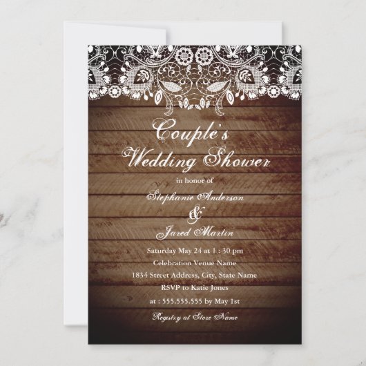 Carte de mariage rustique en bois pour couples (Devant)