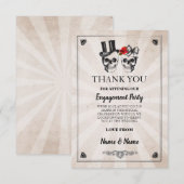 Carte de mariage rustique Halloween crânes Merci (Devant / Derrière)