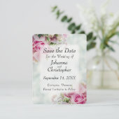 Carte de mariage Save the Date avec roses roses (Debout devant)