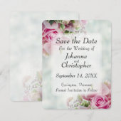 Carte de mariage Save the Date avec roses roses (Devant / Derrière)