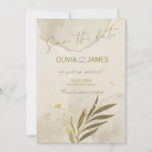 Carte de mariage "Save the Date" de luxe botanique (Devant)