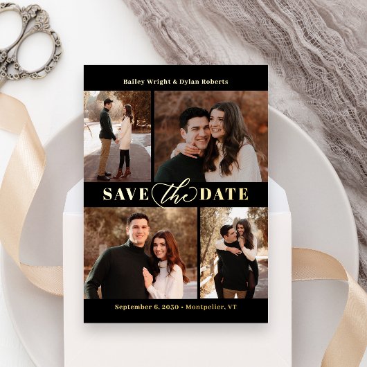 Carte de mariage "Save The Date" en collage raffin